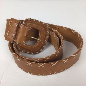 Express genuine leather belt w/ stitching accents